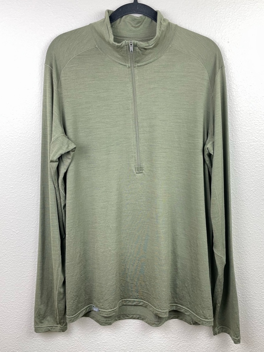 REI Men's Large 100% Merino Wool Half Zip Long Sleeve Top Pull Over Turtleneck